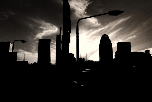 new york skyline silhouette. evening silhouette