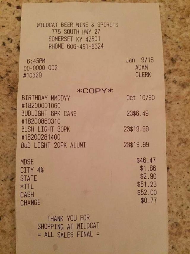 store receipt